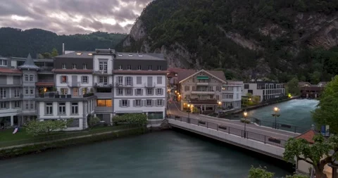 Interlaken Sunset Timelapse 4K Stock Footage 235549882