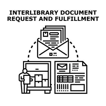 Interlibrary document request and fulfillment process icon Stock Illustration