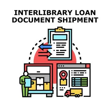 Interlibrary loan document shipment concept for delivery Stock Illustration