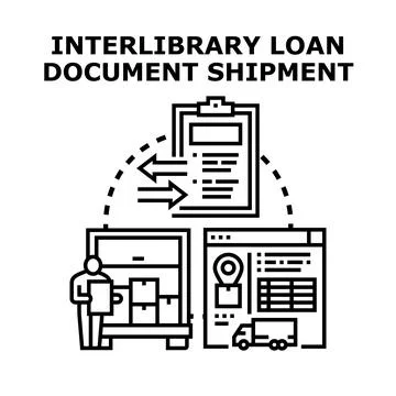 Interlibrary loan document shipment concept for delivery Stock Illustration