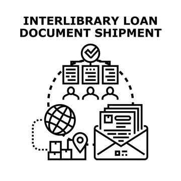 Interlibrary loan document shipment information global transfer イラスト素材