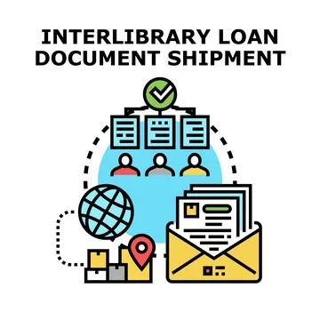 Interlibrary loan document shipment information global transfer イラスト素材