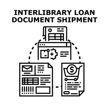 Interlibrary loan document shipment process concept Stock Illustration