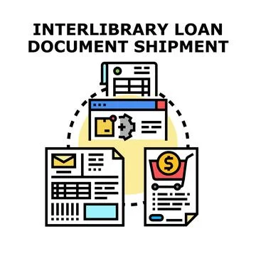 Interlibrary loan document shipment process concept Stock Illustration