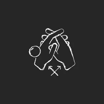 Interlink fingers chalk white icon on dark background Stock Illustration