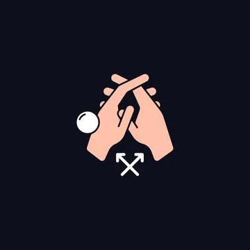 Interlink fingers RGB color icon for dark theme Stock Illustration