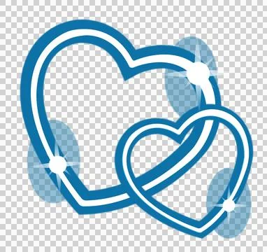 Interlinked heart shapes are glowing with sparkles in flat illustration on Stock Illustration
