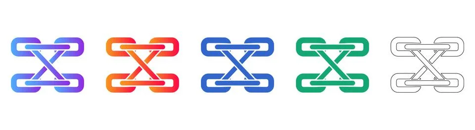 Interlinked Modular Connection Icons Illustrazione stock