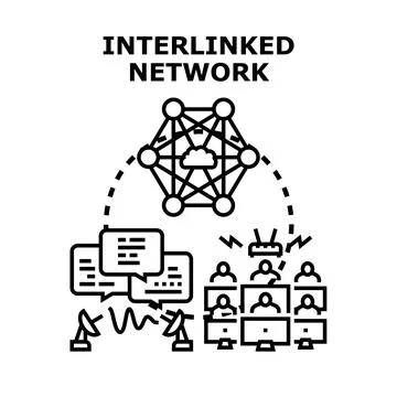 Interlinked network connecting global digital communication concept Stock Illustration