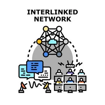 Interlinked network connecting global digital communication concept Stock Illustration