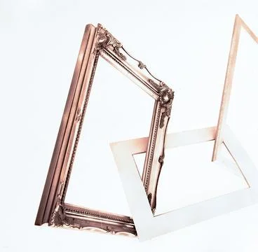 Interlinked picture frames isolated on white background Stock Photos