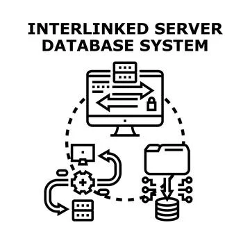 Interlinked server database system concept illustration Stock-Illustration
