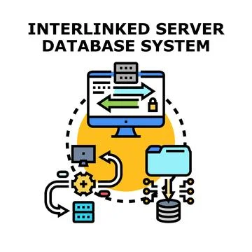 Interlinked server database system concept illustration Stockillustratie