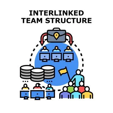 Interlinked team structure for business cooperation and organization concept Stock Illustration