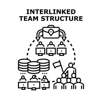 Interlinked team structure for business cooperation and organization concept Stock Illustration
