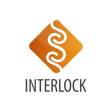 Interlock. Orange square initial letter S logo concept design template Stock Illustration