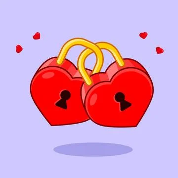 Interlocked Heart Padlocks Vector Illustration Cartoon Stock Illustration