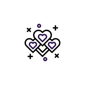 Interlocked hearts forming a cluster radiates love and affection for romanc.. Stock Illustration