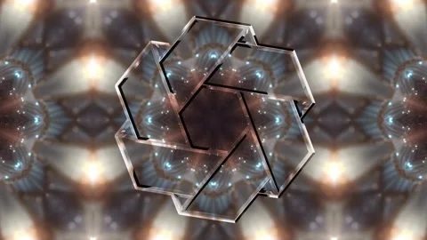 Interlocking 3D Rotating Hexagon Fractal Loop - Sacred Geometry VJ 4K60 Stock Footage 332722819