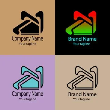 Interlocking Angular Forms logo design Illustrazione stock