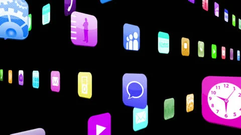 Interlocking application icons Stock Footage 23373128