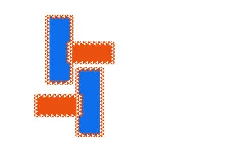 Interlocking blue and red rectangles with patterned borders 스톡 일러스트