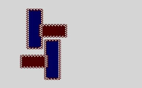 Interlocking blue and red rectangles with patterned borders イラスト素材