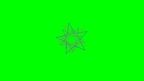 Interlocking blue and red star outlines floating on a bright green background Stock Footage 341839175
