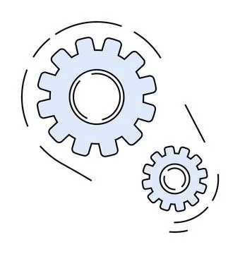 Interlocking Blue Gears Representing Teamwork and Mechanical Engineering Stock Illustration