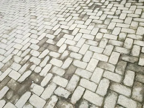 Interlocking Brick Pavement Texture Background Stock Photos