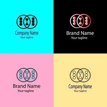 Interlocking Circles with Hourglass and Dot Patterns Stock Illustration