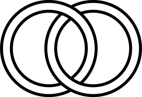Interlocking circles icon sign outline rings. Circles, rings wedding Stock Illustration