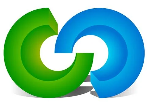 Interlocking circles, interlocking rings as abstract connection, symbiosis, i 스톡 일러스트