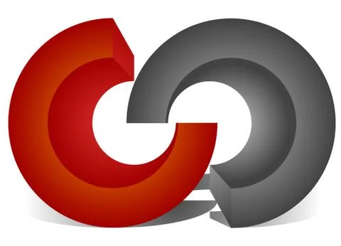 Interlocking circles, interlocking rings as abstract connection, symbiosis, i Stock Illustration