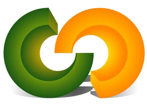 Interlocking circles, interlocking rings as abstract connection, symbiosis, i Stock Illustration