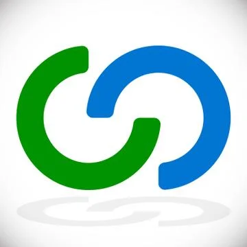 Interlocking circles, interlocking rings as abstract connection, symbiosis, i Stock Illustration