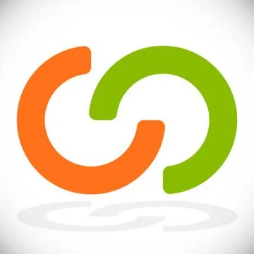 Interlocking circles, interlocking rings as abstract connection, symbiosis, i Stockillustratie