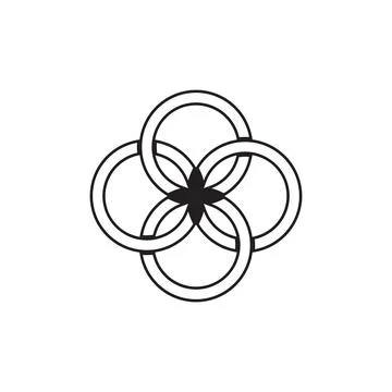 Interlocking circles line logo Stock Illustration