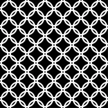 Interlocking circles. Repeatable, monochrome vector pattern, background. Stock Illustration