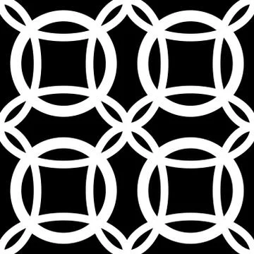 Interlocking circles. Repeatable, monochrome vector pattern, background. Illustrazione stock