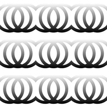 Interlocking circles, rings. Abstract monochrome pattern. Repeatable. Stock Illustration