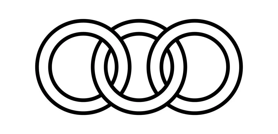 Interlocking circles, rings contour. Circles, rings concept icon Stock Illustration