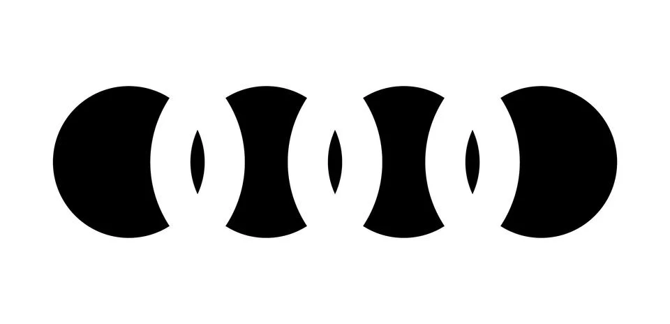 Interlocking circles, rings contour. Circles, rings concept icon Stock Illustration