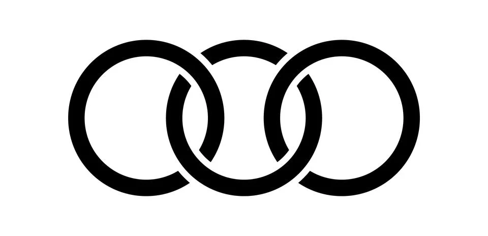 Interlocking circles, rings contour. Circles, rings concept icon Stock Illustration