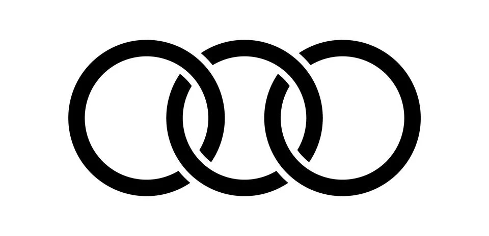 Interlocking circles, rings contour. Circles, rings concept icon Illustrazione stock