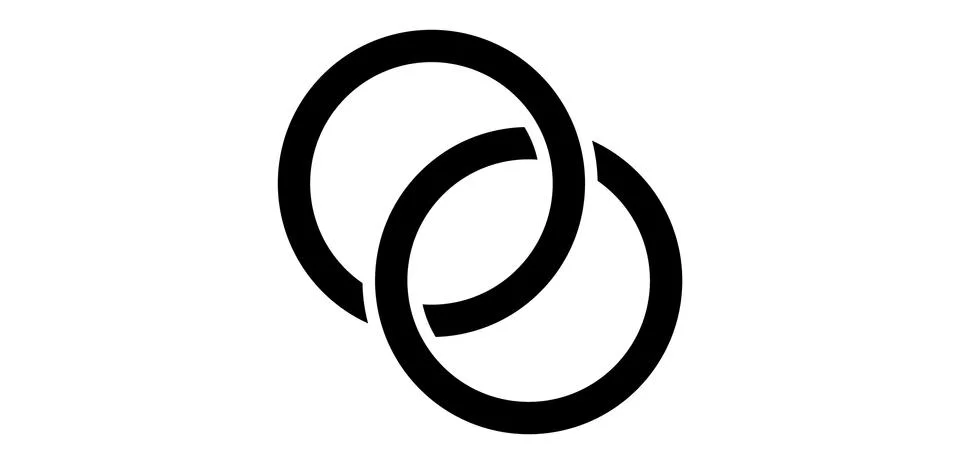 Interlocking circles, rings contour. Circles, rings concept icon Stock Illustration