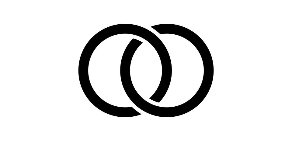 Interlocking circles, rings contour. Circles, rings concept icon Stock Illustration