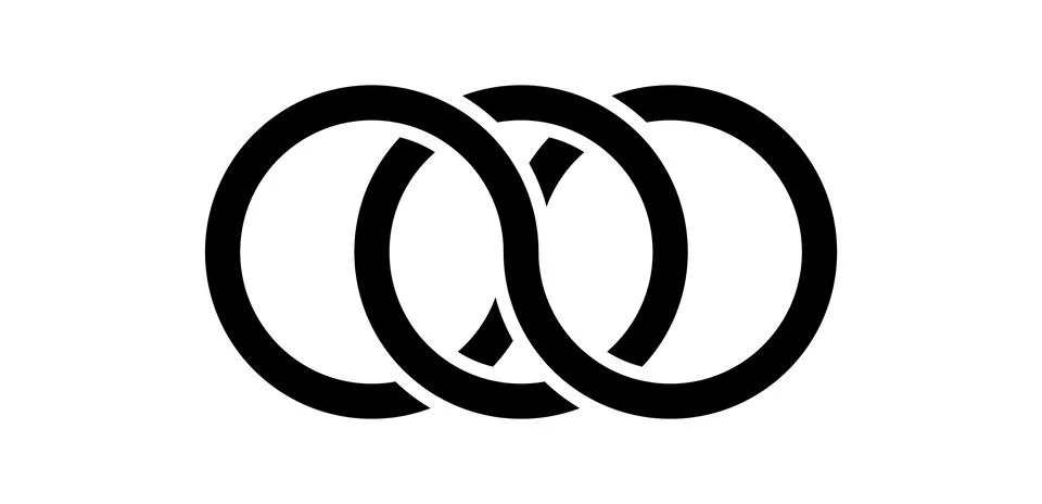 Interlocking circles, rings contour. Circles, rings concept icon Stock Illustration