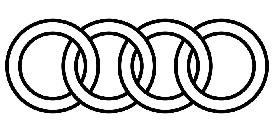 Interlocking circles, rings contour. Circles, rings concept icon Stock Illustration