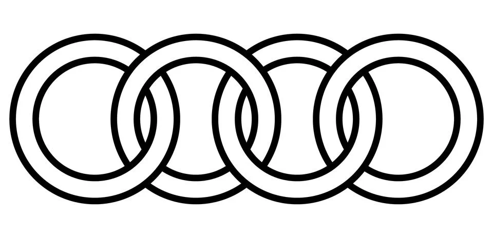 Interlocking circles, rings contour. Circles, rings concept icon Illustrazione stock